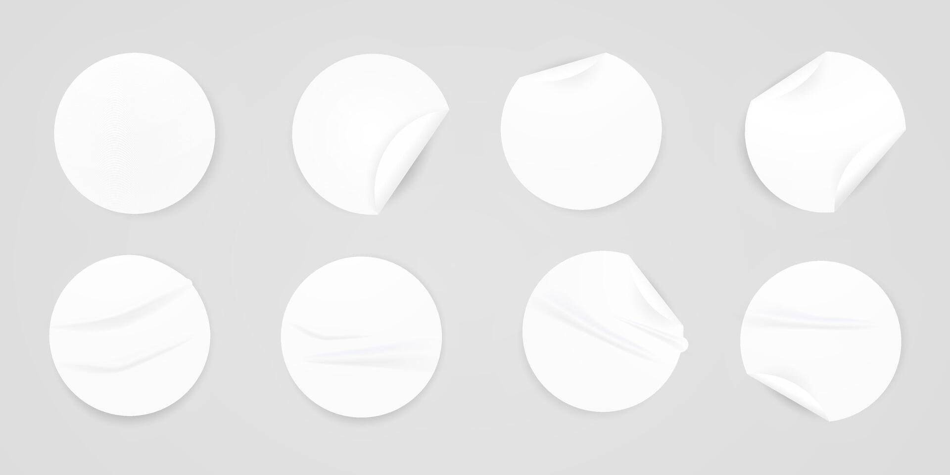 realistic illustration of white round stickers , set vector