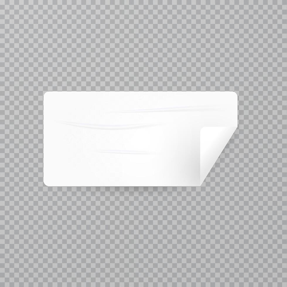 realistic illustration white rectangle discount sticker, price tag, sticky tape vector