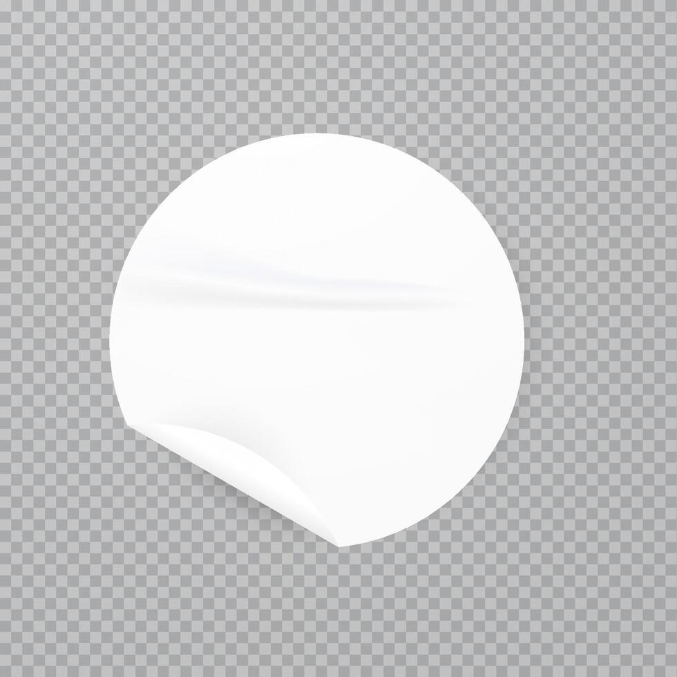 realistic illustration of white round discount sticker, price tag, sticky tape vector