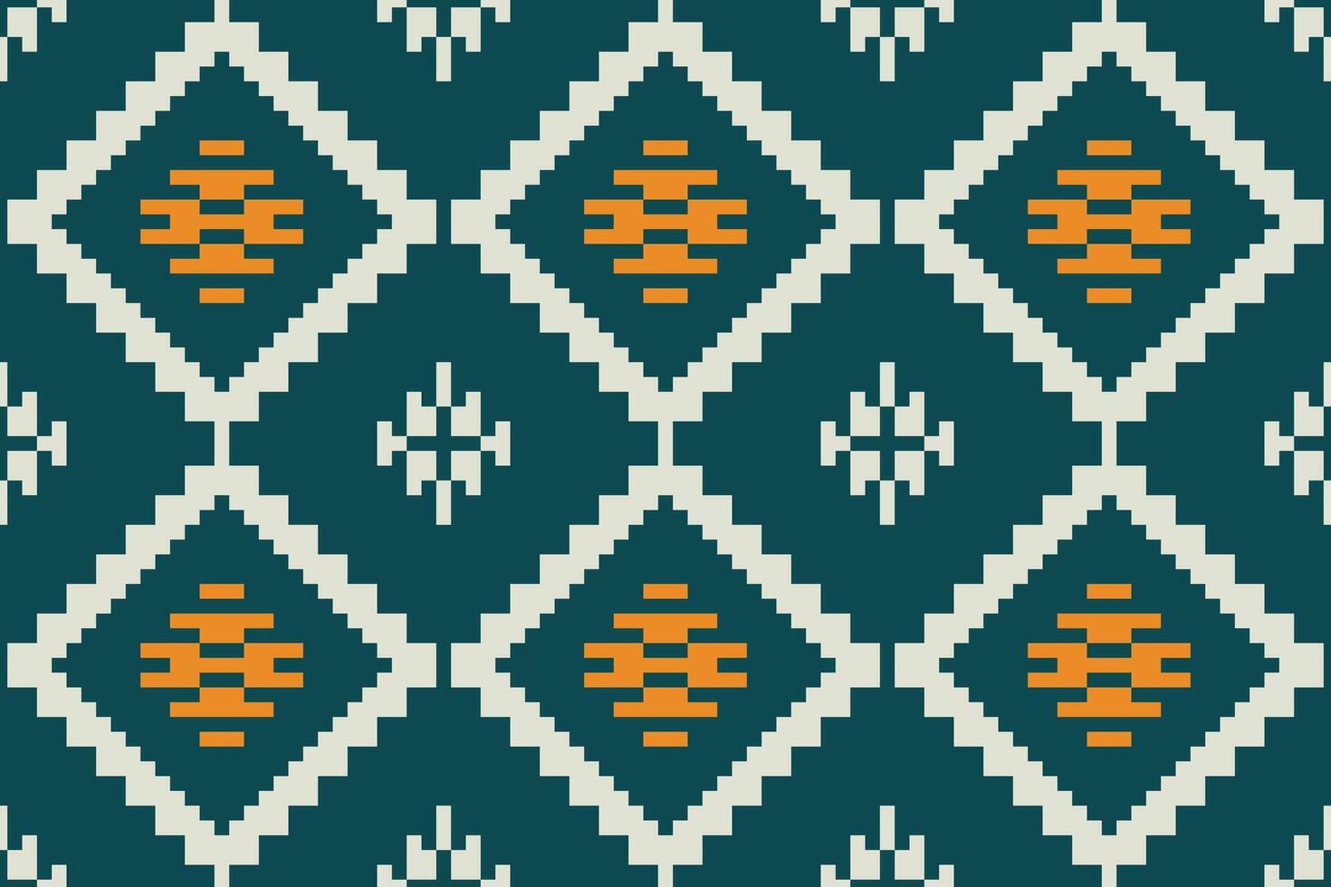 Diamond Shapes Islamic Flower Patternfolk Embroidery, Aztec Geometric Ornament Print. Design for Carpet, Wallpaper, Clothing, Wrapping, Fabric vector