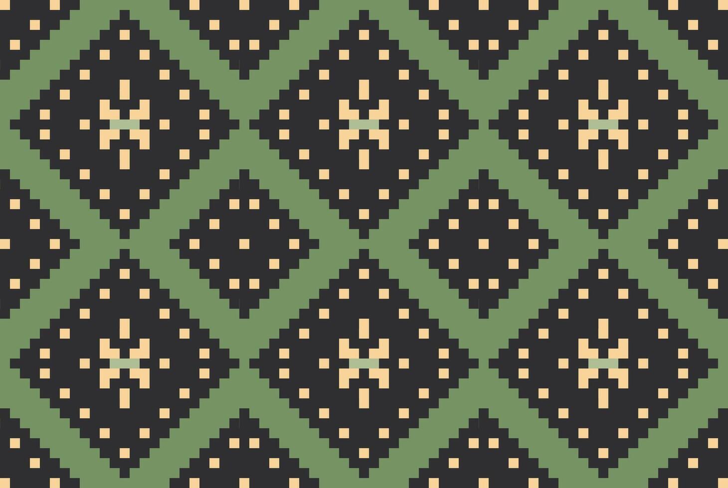 Ethnic Fabric Pixel Ethnic Pattern Sweaterfolk Embroidery, Aztec Geometric Ornament Print. Design for Carpet, Wallpaper, Clothing, Wrapping, Fabric vector