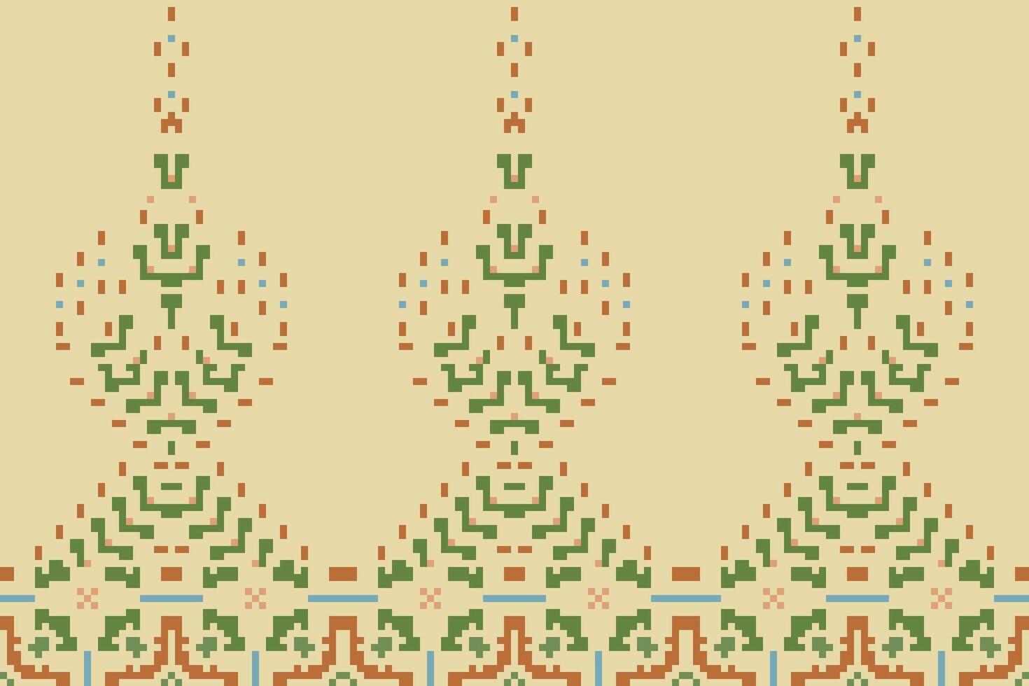 Ethnic Fabric Pixel Arabic Pattern Mehndi Designfolk Embroidery, Aztec Geometric Ornament Print. Design for Carpet, Wallpaper, Clothing, Wrapping, Fabric vector