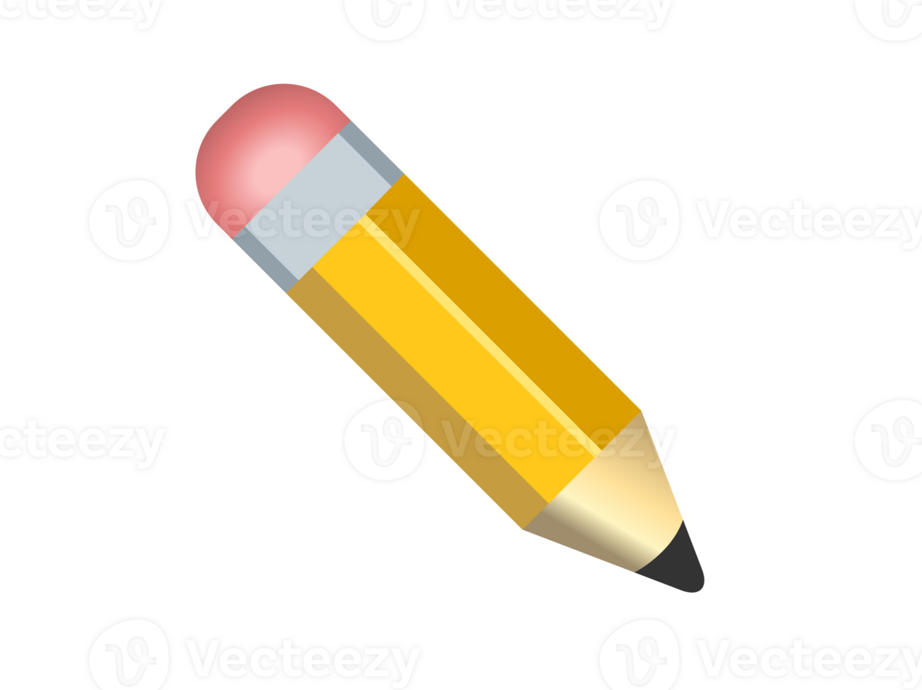Yellow pencil icon with sharpened tip, pink eraser png