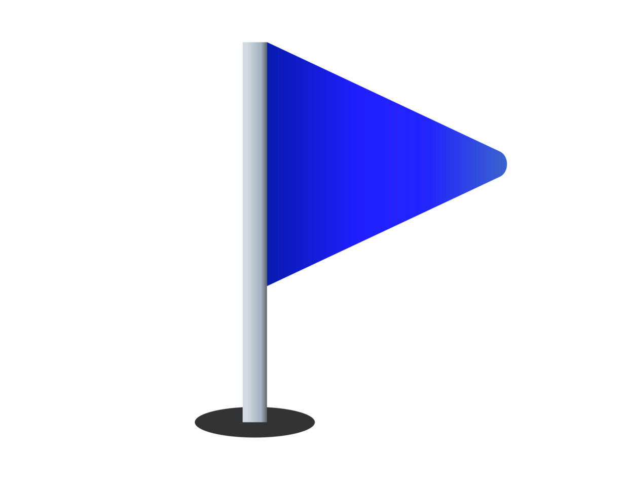 Triangular gradient blue flag icon with silver pole png