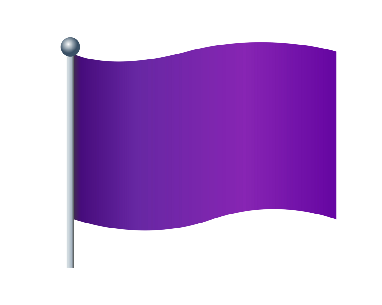 Rectangular gradient violet, purple flag icon with silver pole png