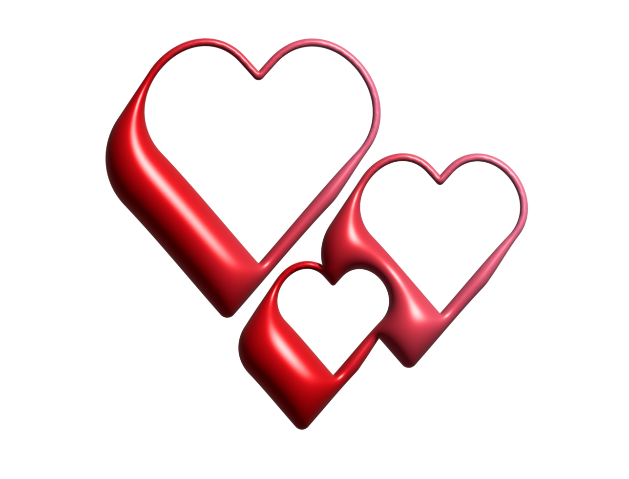 3D Y2K gradient red retro three hearts icon png