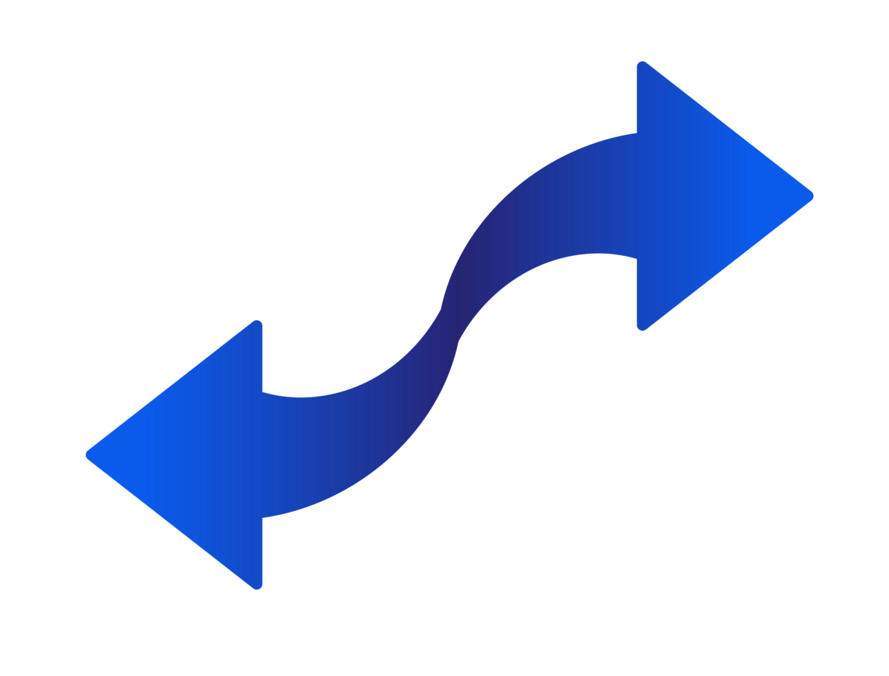 Gradient blue vintage two ways Y2K arrow icon png