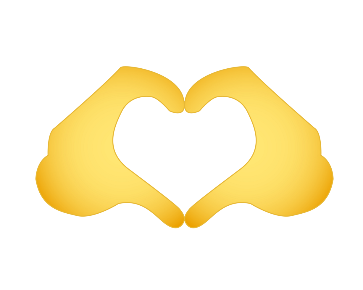 Gradient yellow two hands forming heart shape icon. Used to express love and support png