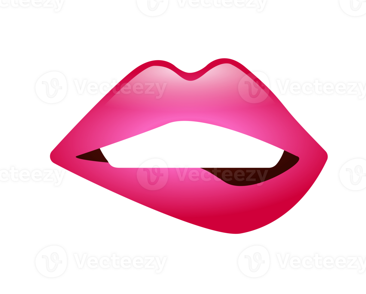 Gradient human mouth icon with biting lip lips and teeth png