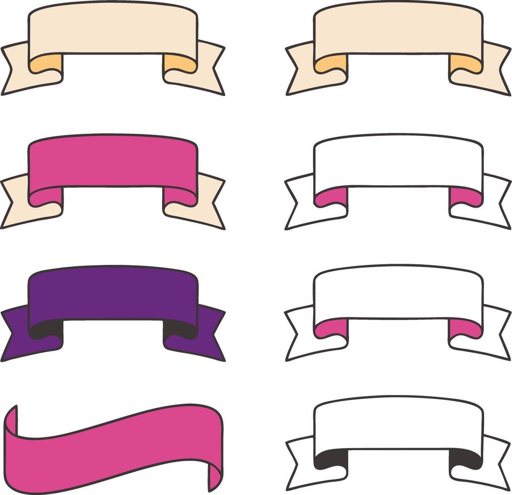 Colorful Decorative Banners Retro Ribbons, Design Elements, Templates vector