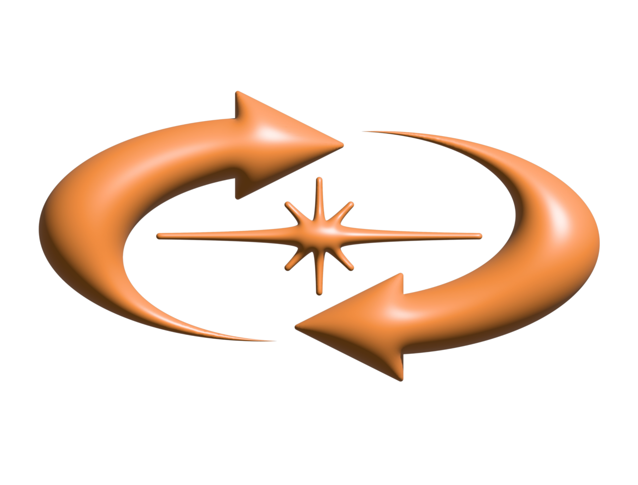 3D Y2K gradient orange retro two ways arrow and star icon png