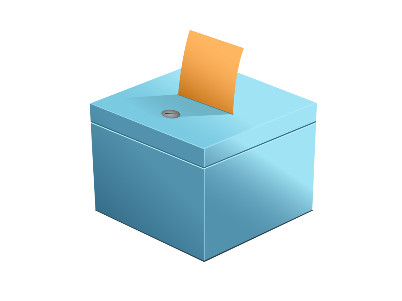 Blue ballot box icon with slot, casting vote and lock png