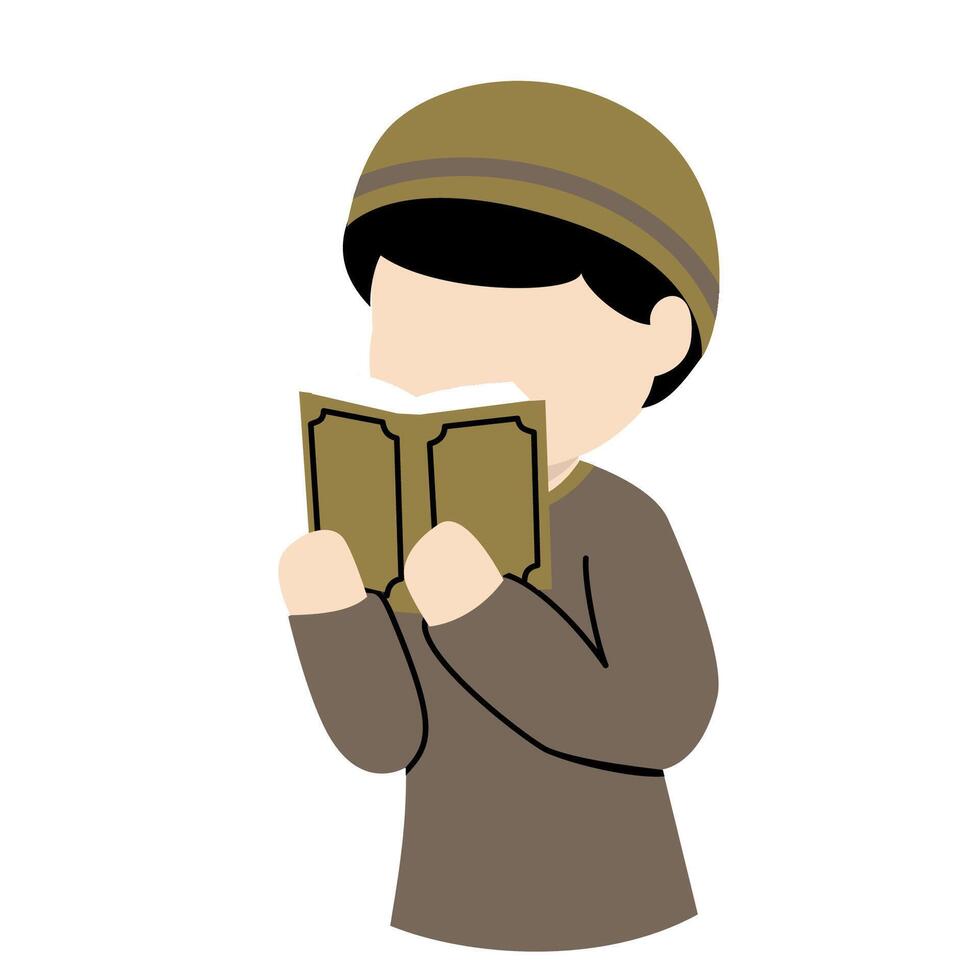 Boy reading Quran illustration vector