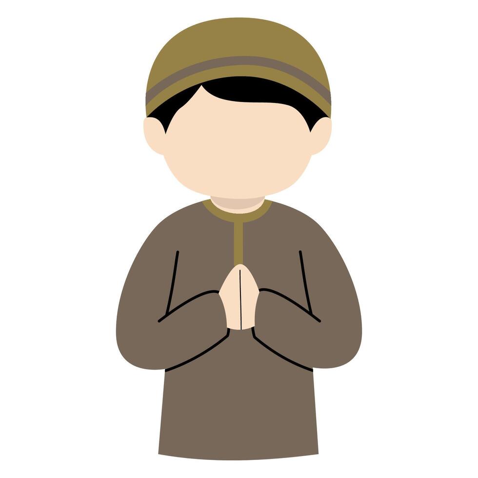 Muslim man greeting cartoon vector