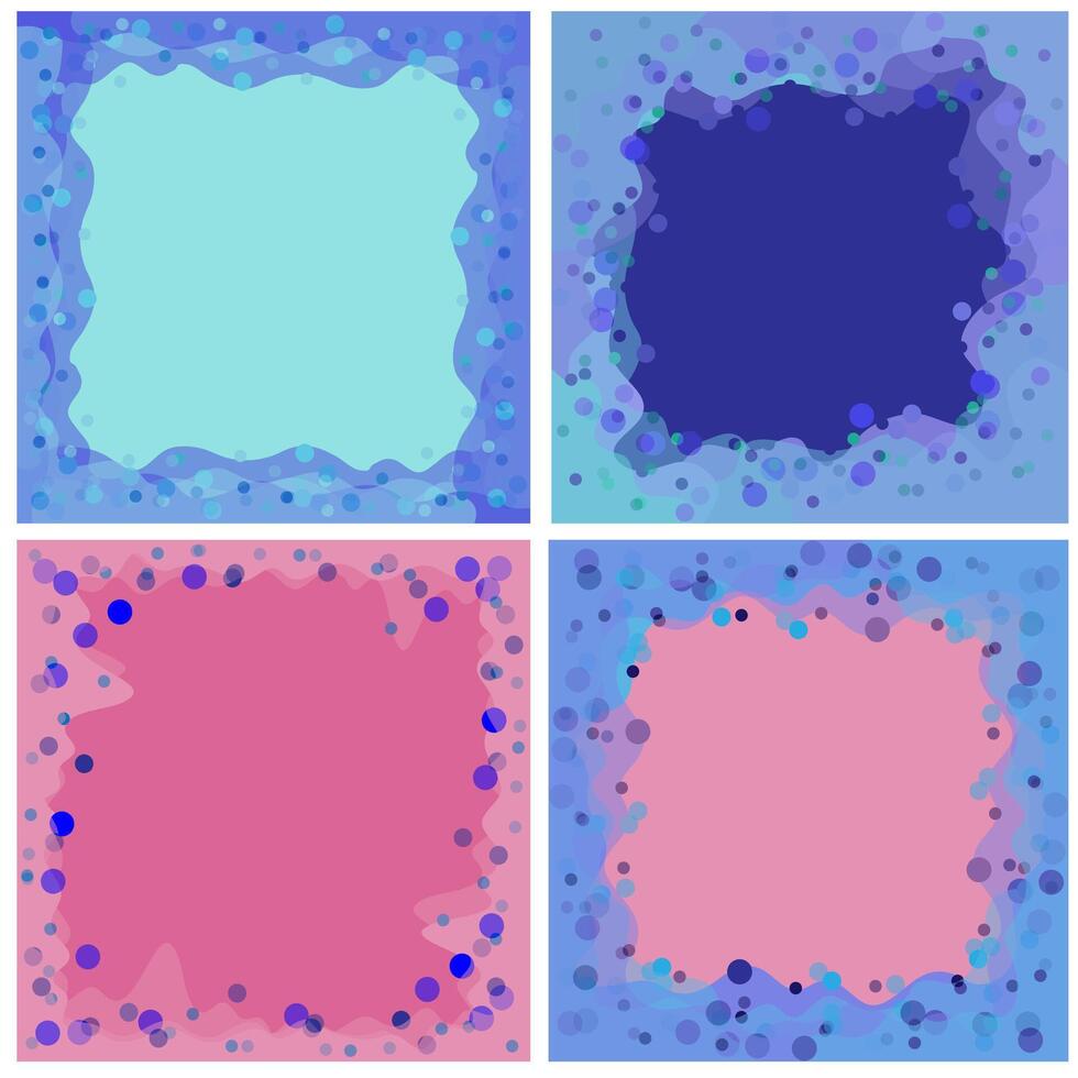 Set of four abstract backgrounds in blue and pink colors vector