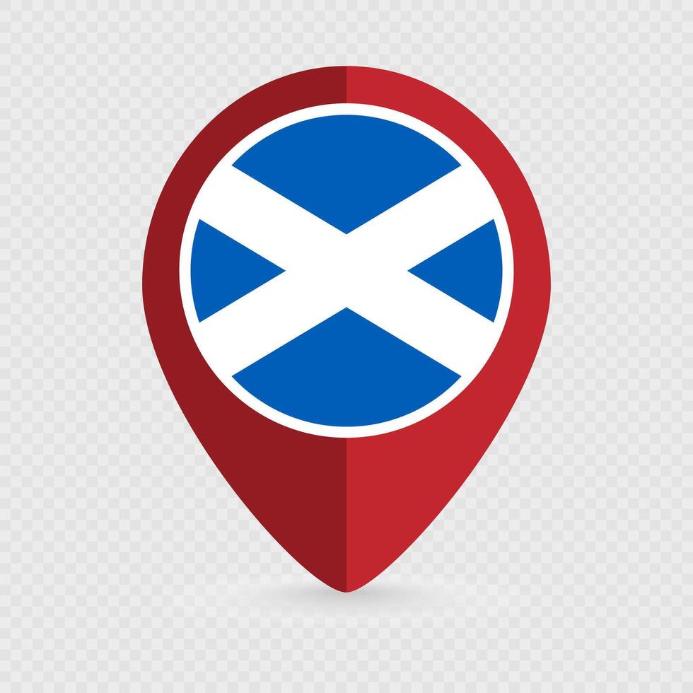 Map pointer with Scotland flag. illustration. vector