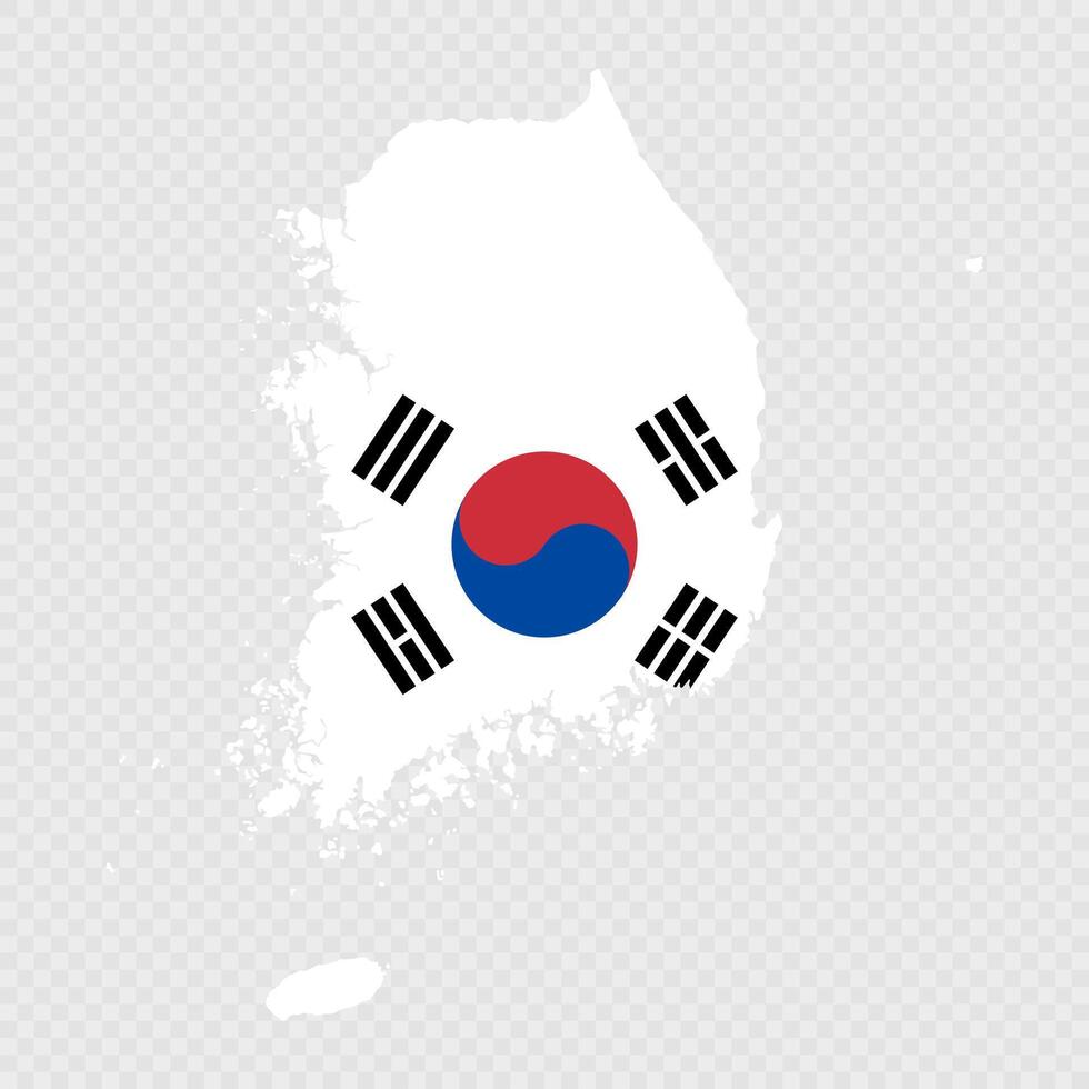 South Korea map silhouette with flag. vector