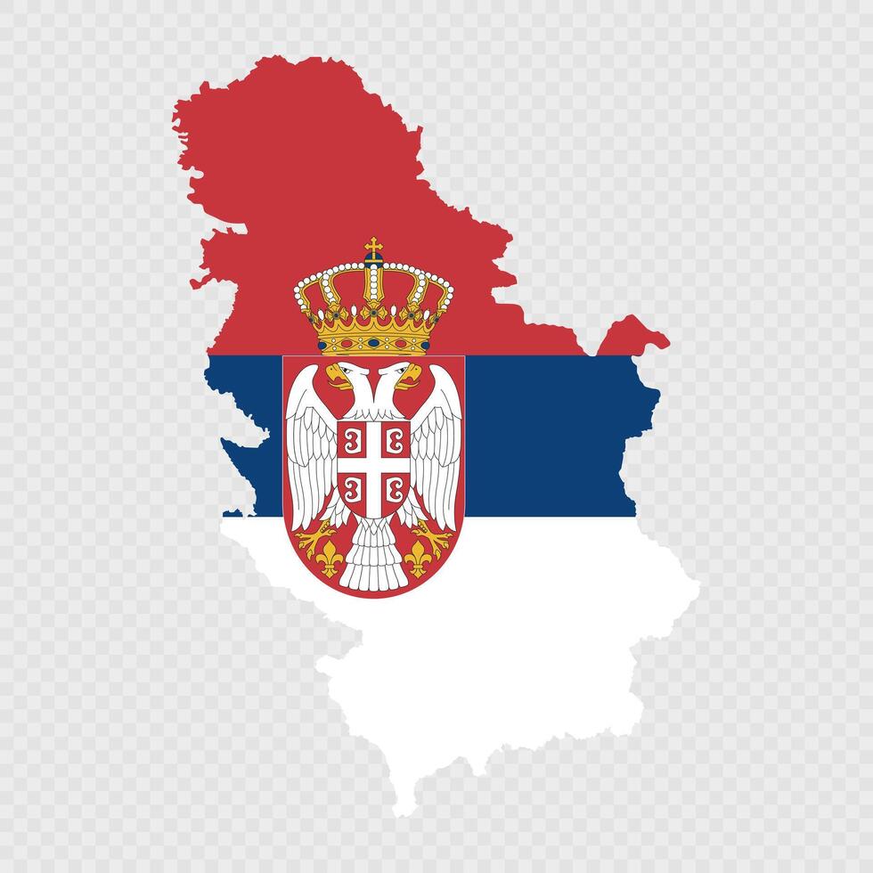 Serbia map silhouette with flag. vector