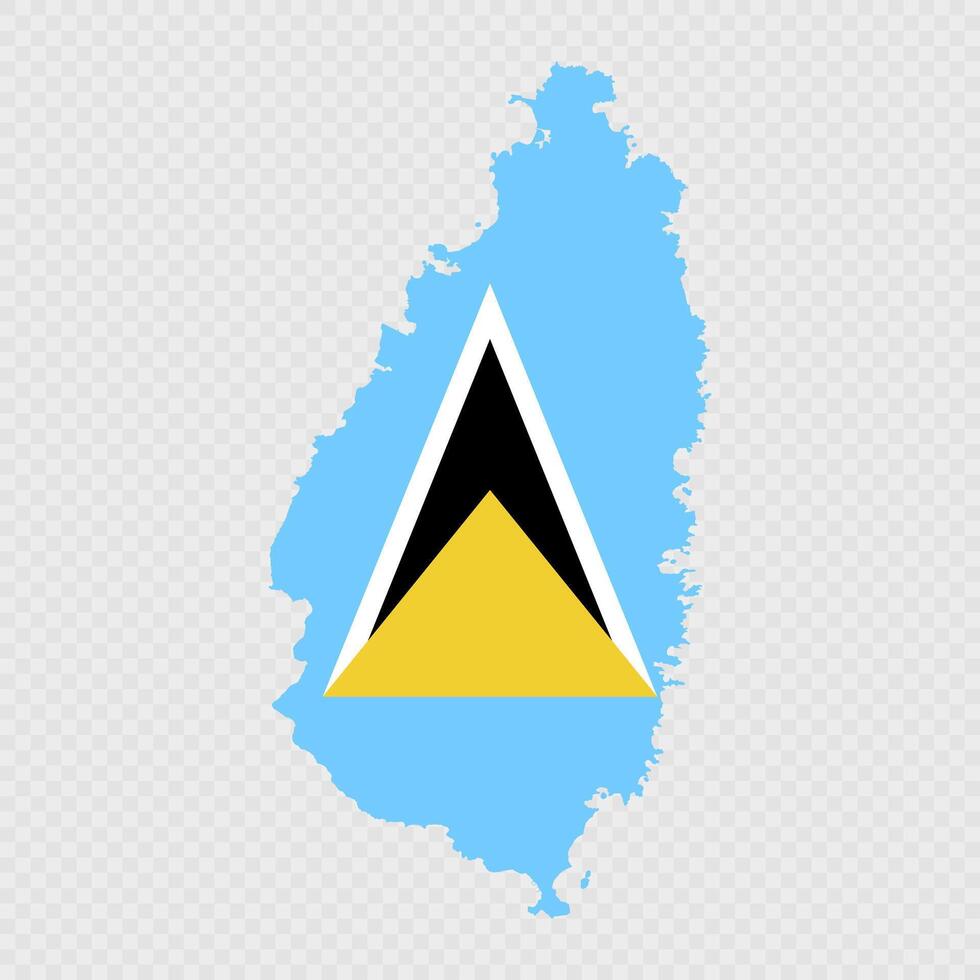 Saint Lucia map silhouette with flag. vector