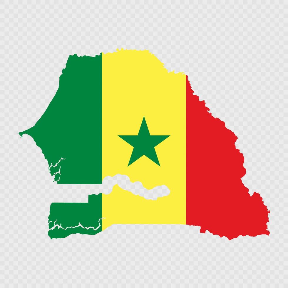 Senegal map silhouette with flag. vector