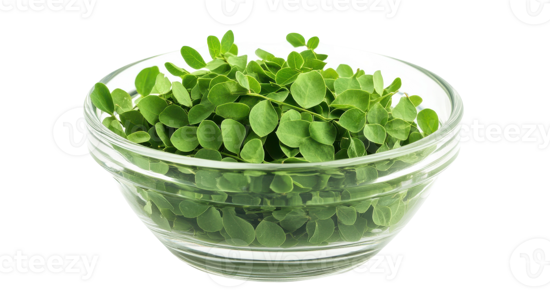 Mung bean sprouts in a glass bowl png