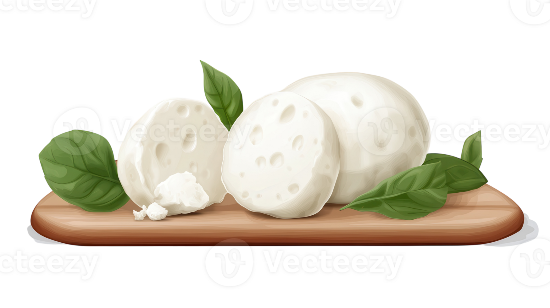 Cheese on a cutting board with leaves png