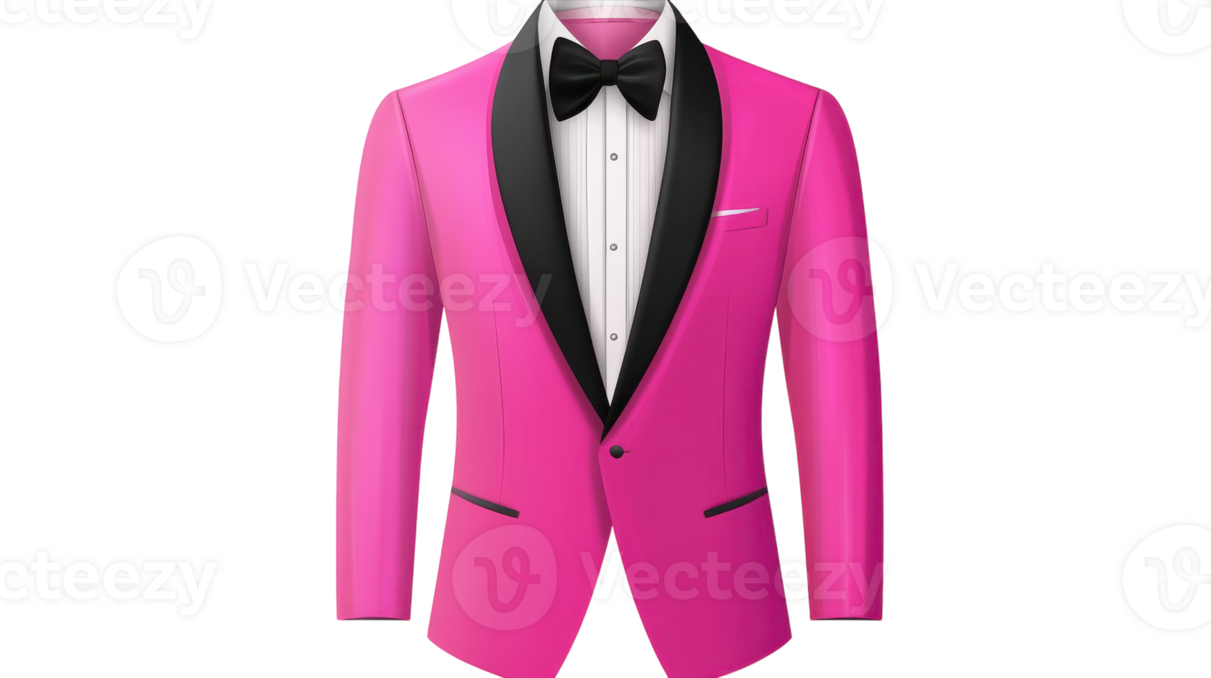 A pink tuxedo with black bow tie png