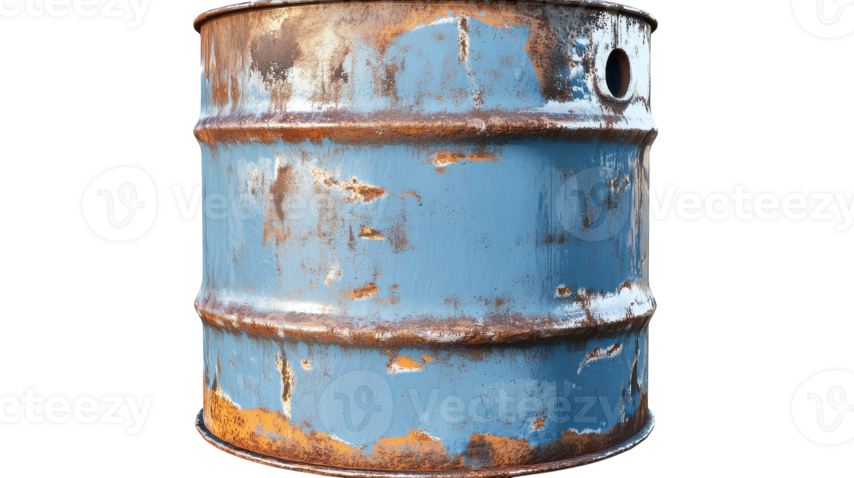 A rusty barrel with a blue paint job png