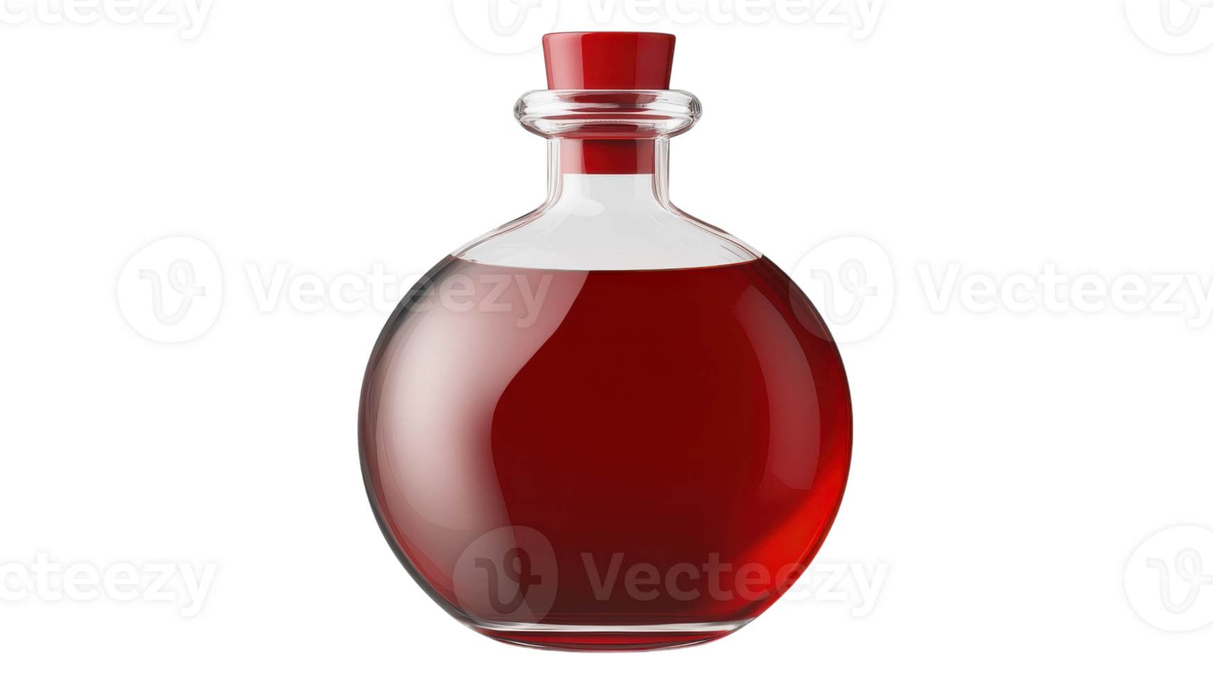 A bottle of red liquid with a red cap png