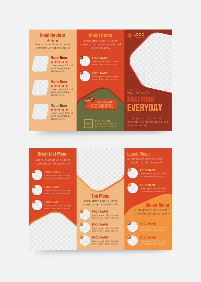 Restaurant trifold brochure design vector