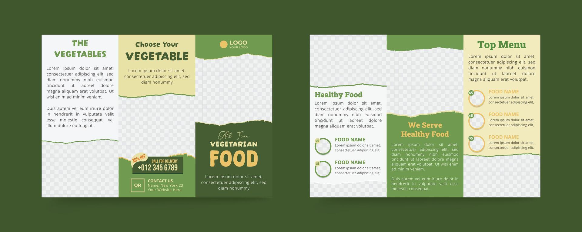 Fast food menu design template for restaurant trifold vector