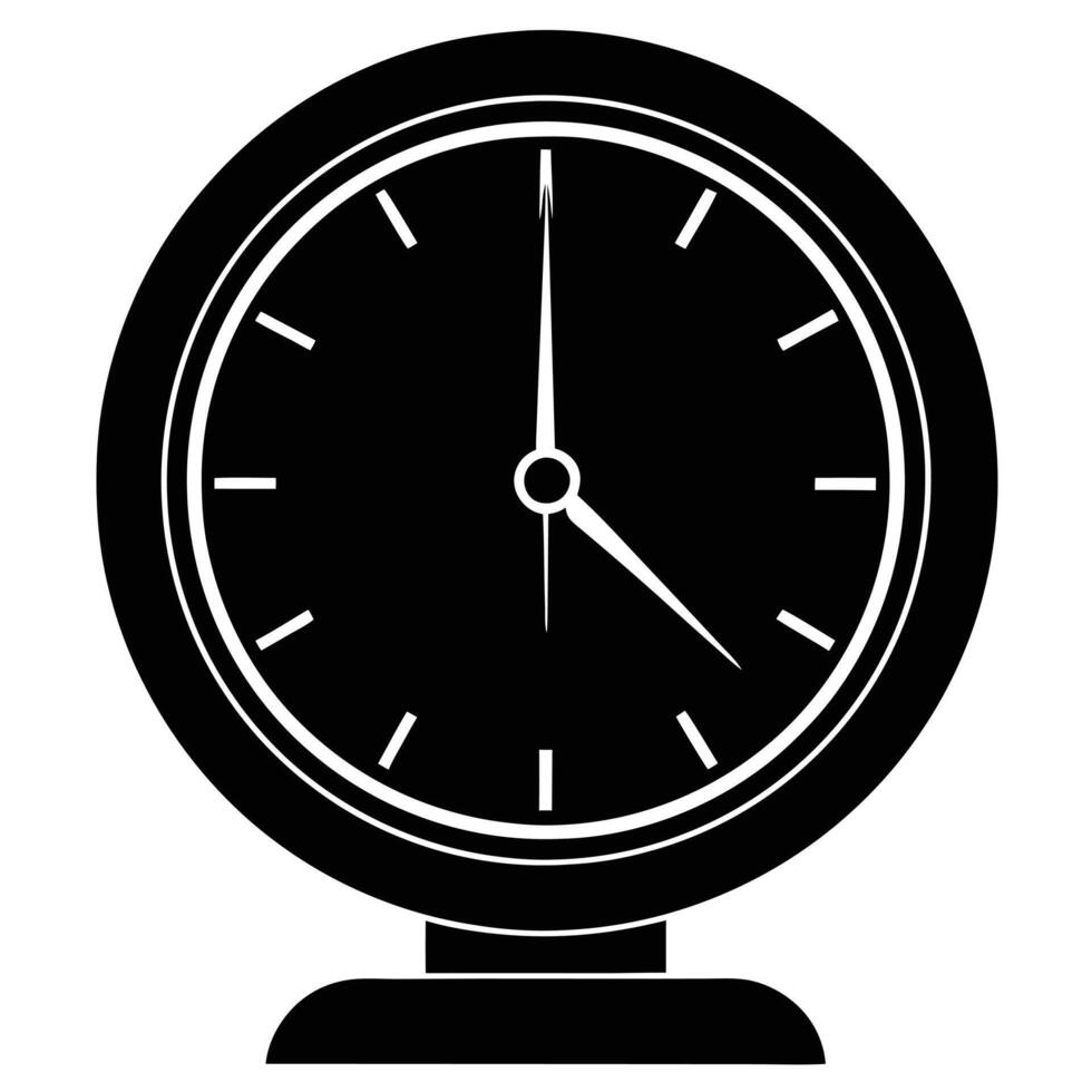 Modern Clock Silhouette Isolated on White vector