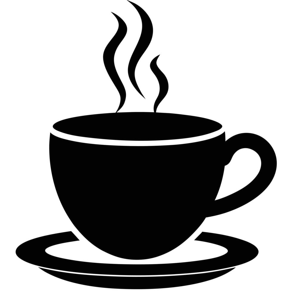 Steaming Coffee Mug Flat Silhouette - Remote Work cup drive vector