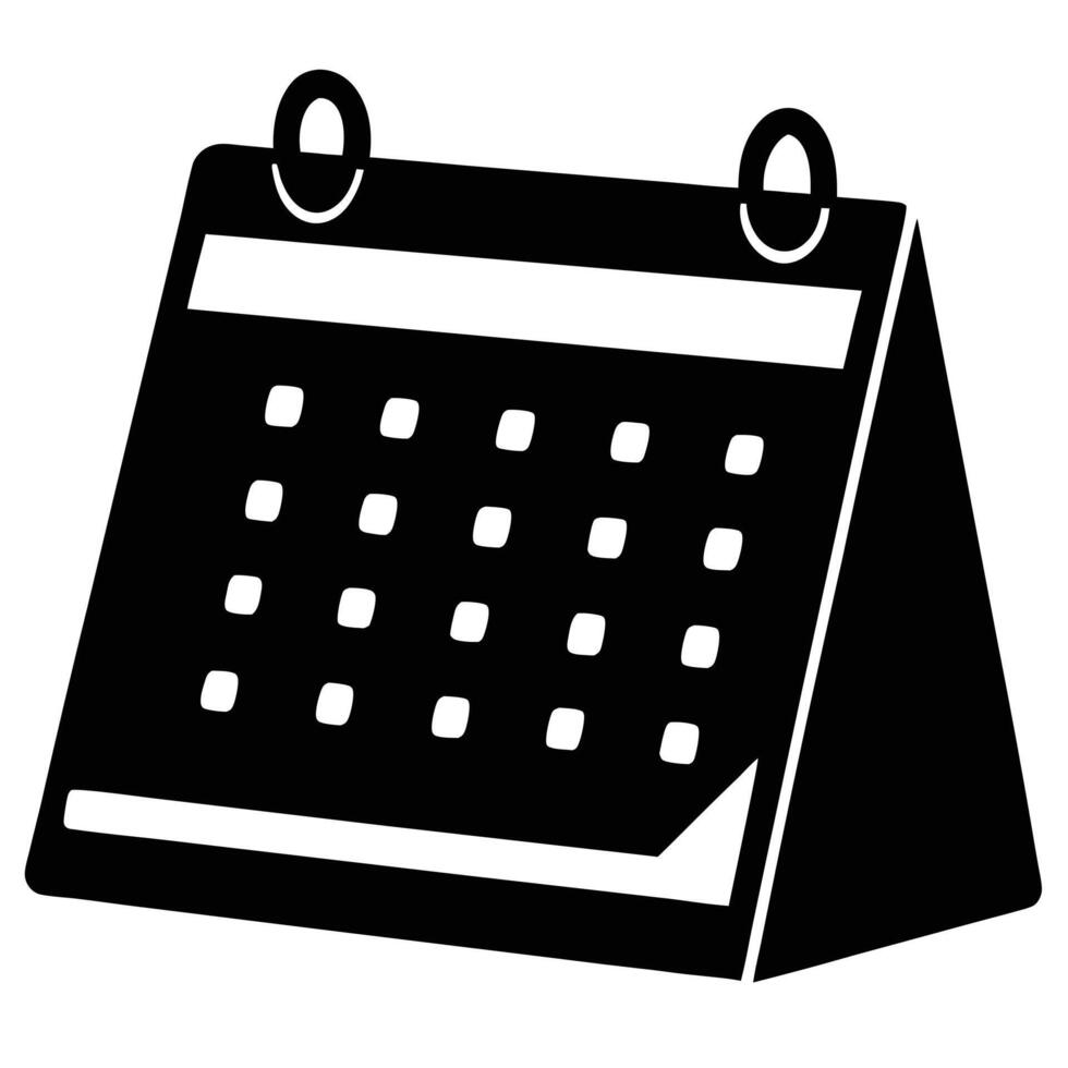 Calendar on Stand Silhouette on White vector