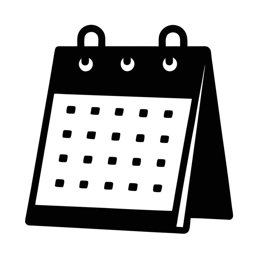 Calendar Stand Silhouette Isolated on White vector