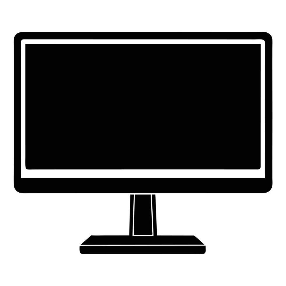 Desktop Monitor on Stand Silhouette Illustration vector