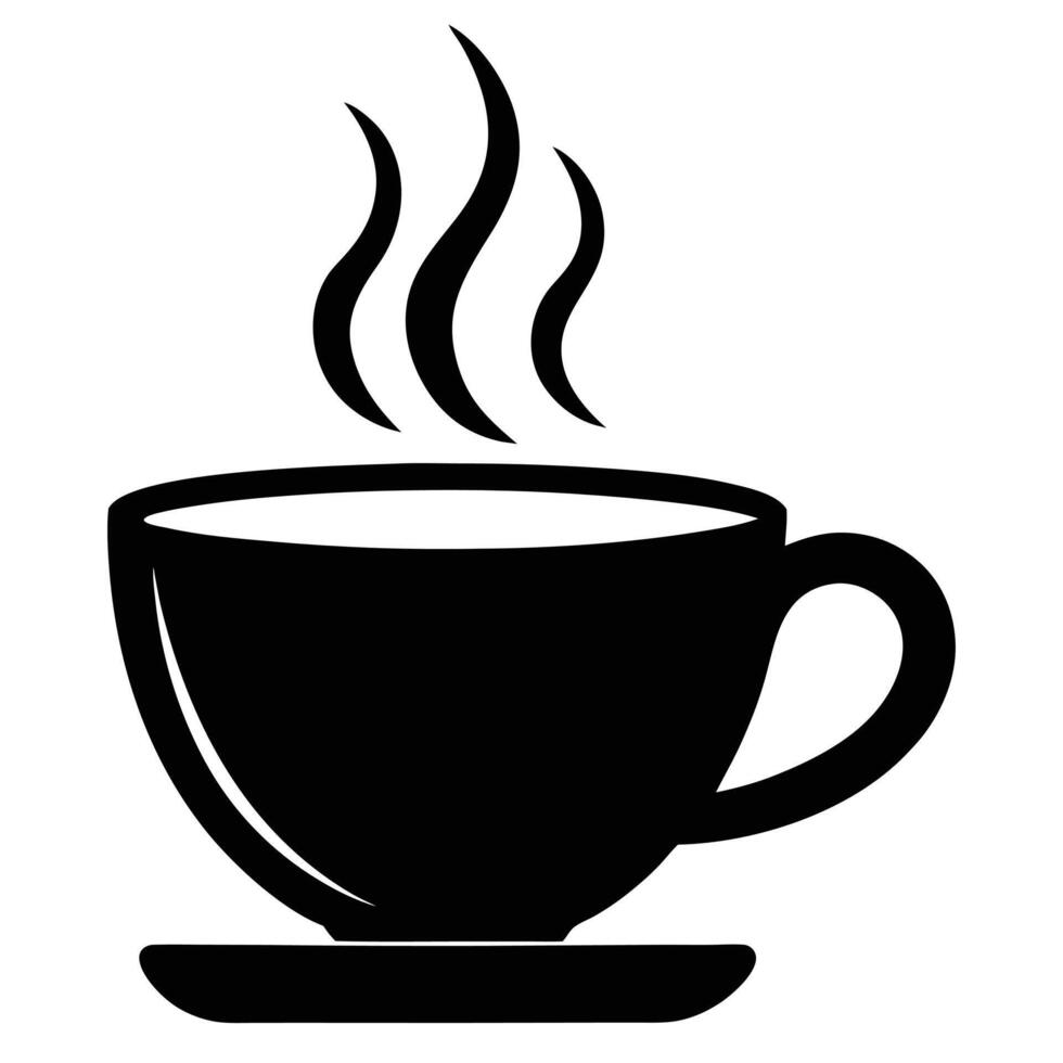 Coffee Cup with Steam Silhouette Isolated on White vector