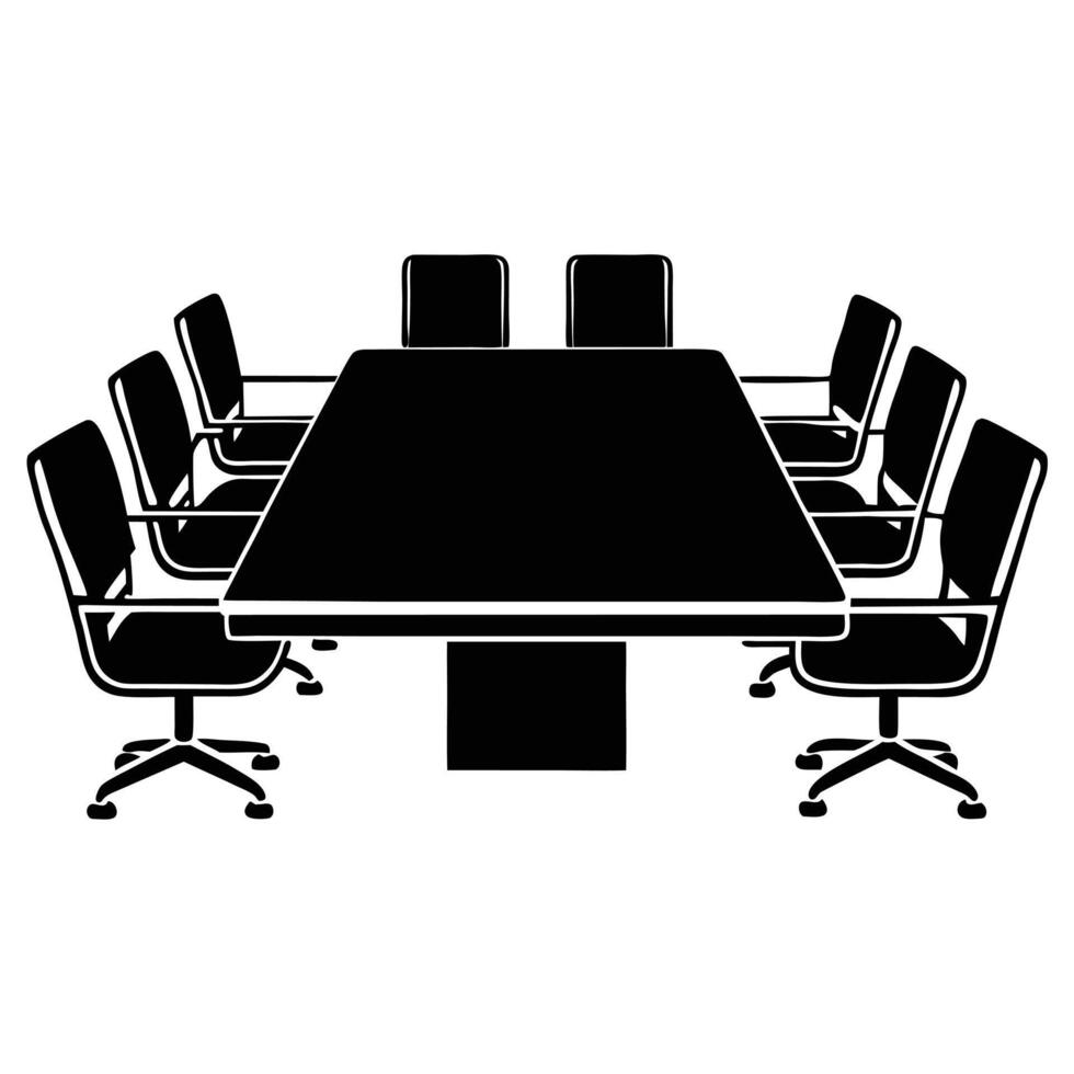 Central Meeting Table in Open Concept Coworking Space with Remote Work vector