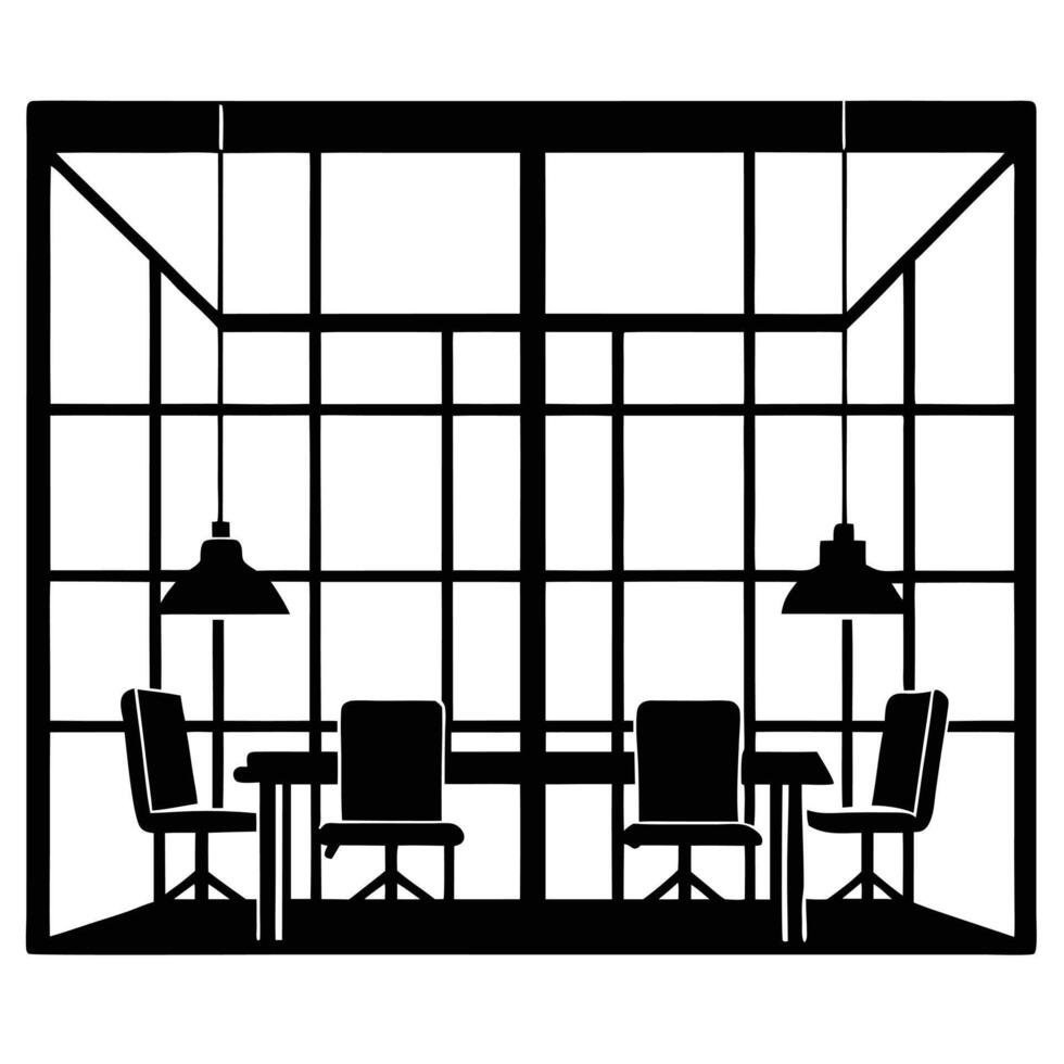 Silhouette of People Working in a Shared Workspace with vector