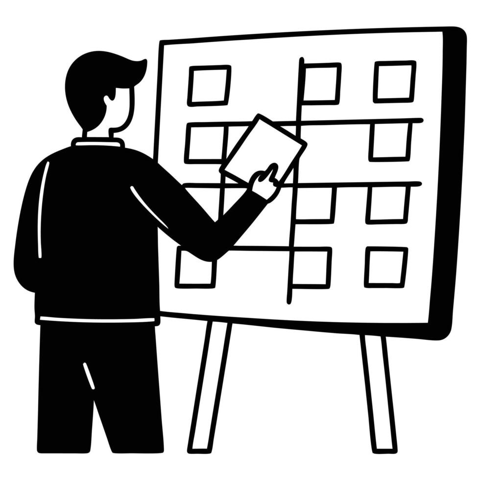 Freelancer Planning Tasks on Calendar Silhouette on White vector