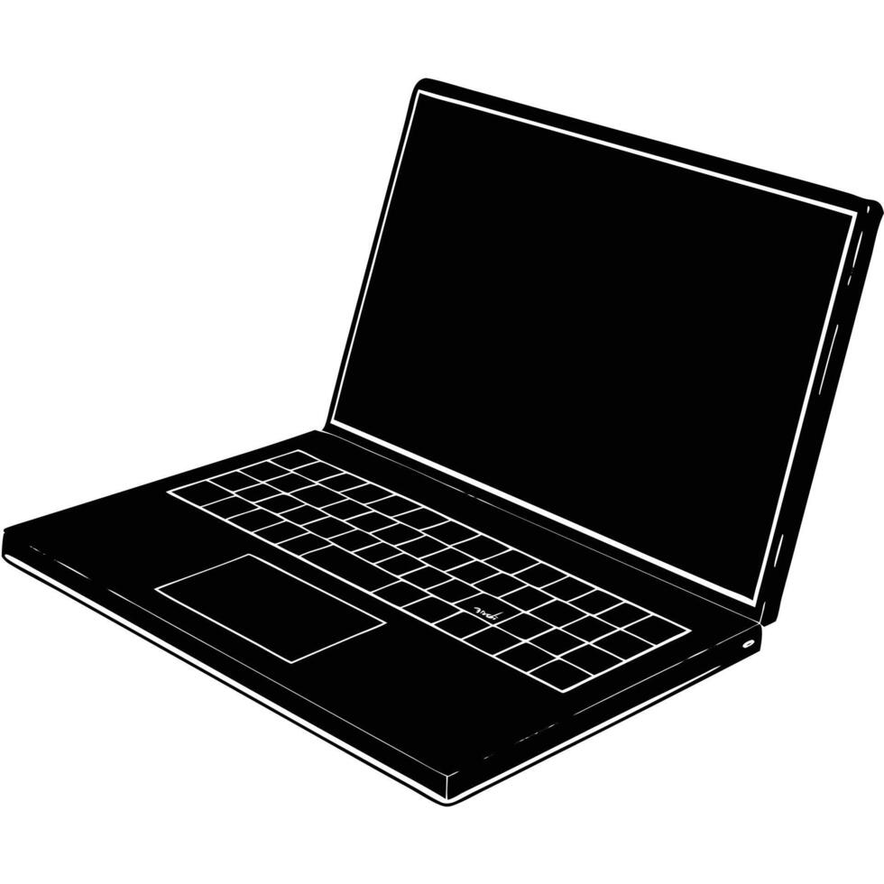 Sleek Minimal Laptop Design Silhouette on White vector