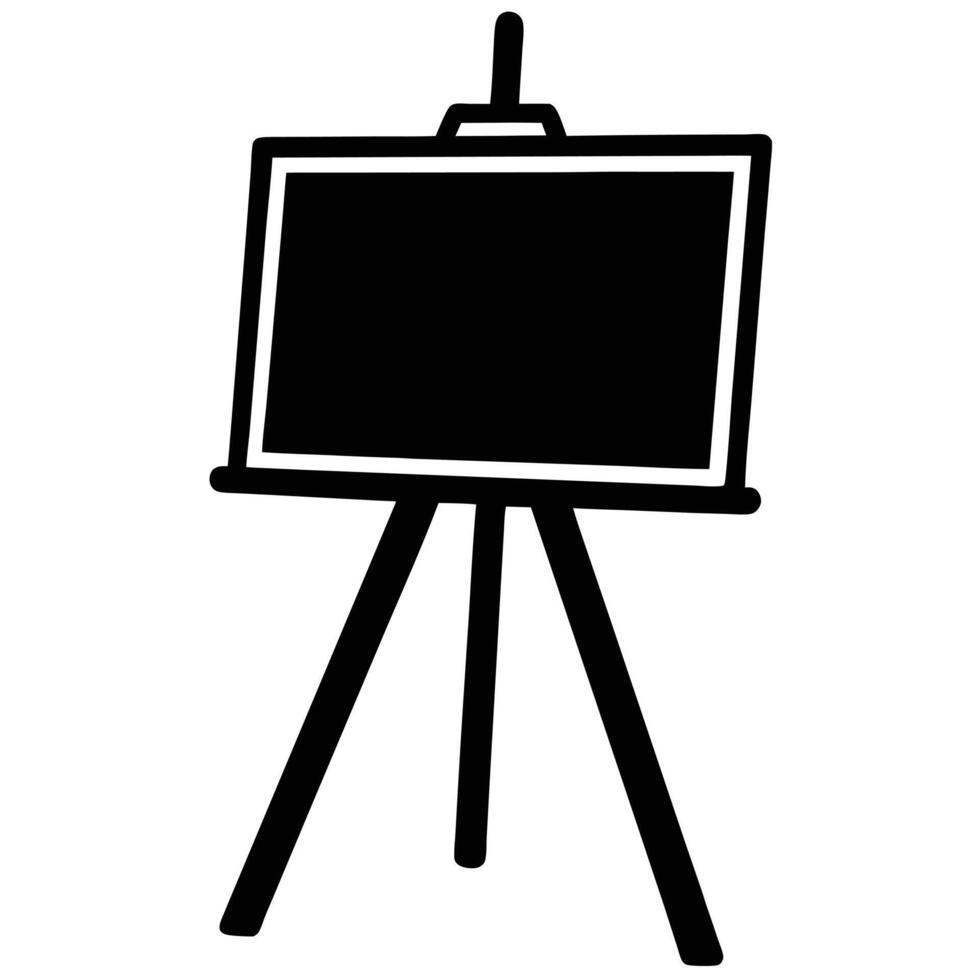 Whiteboard on Easel Silhouette Isolated on White vector