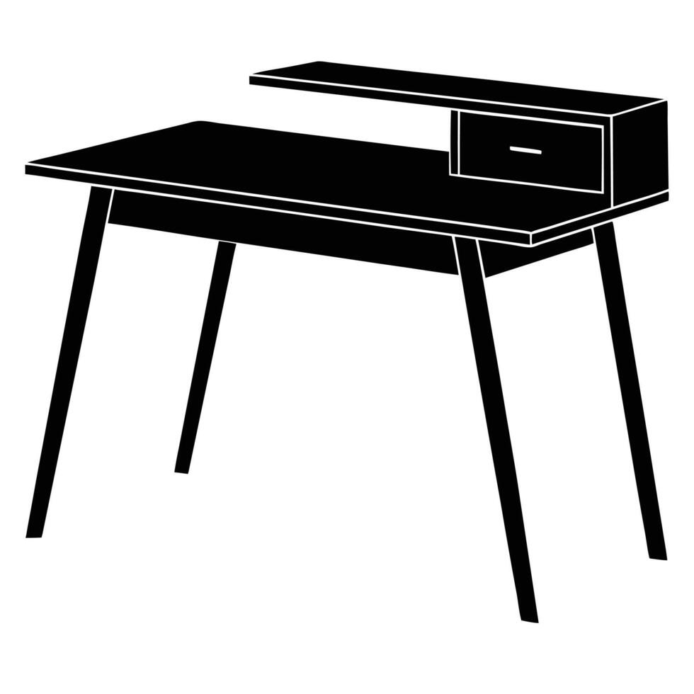 Minimalist Desk Silhouette Isolated on White vector