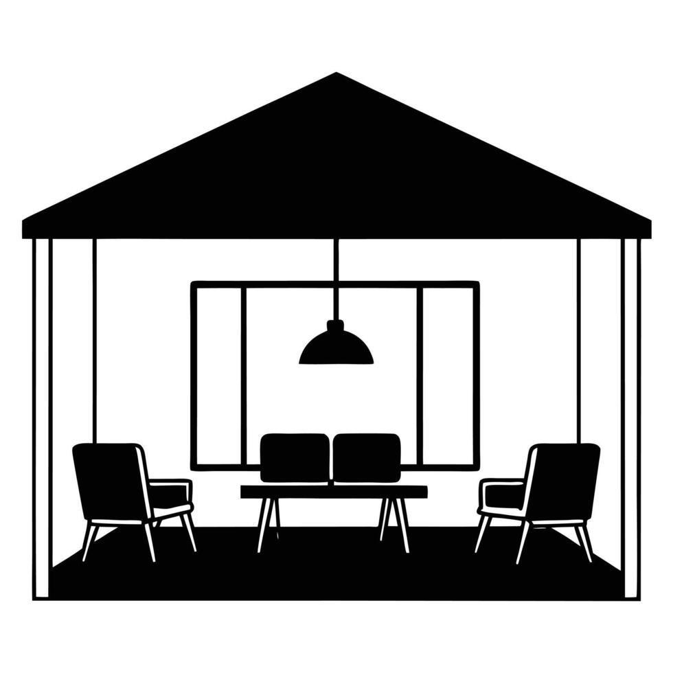 Lounge Area Silhouette Isolated on White Background vector