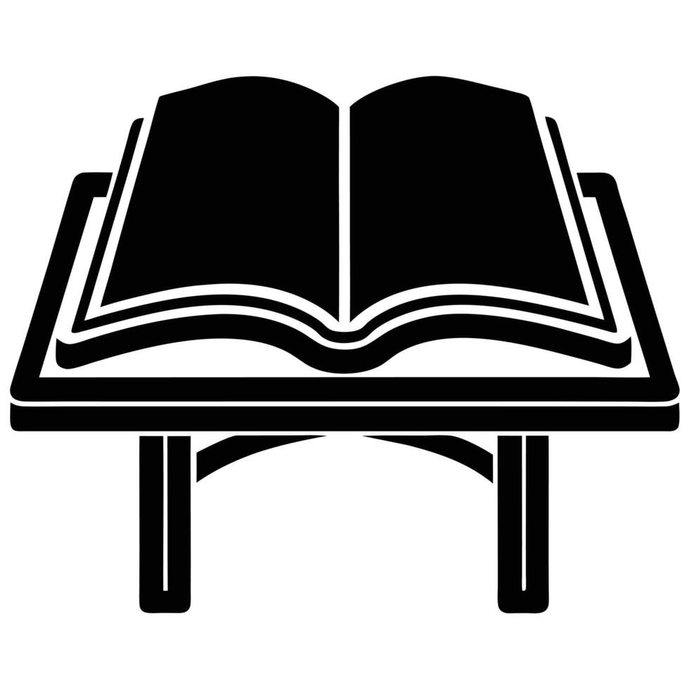 Open Book Silhouette on White vector