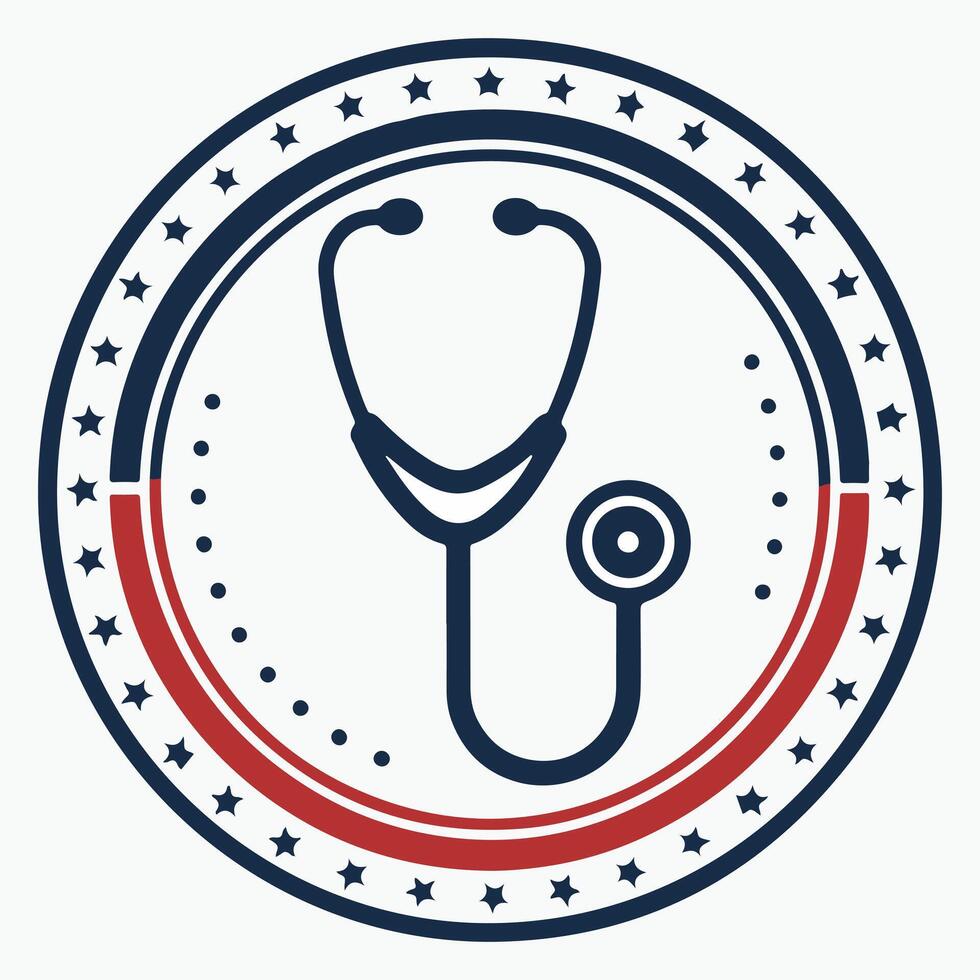Blue Circle Stethoscope Icon for Healthcare and Medical Use vector