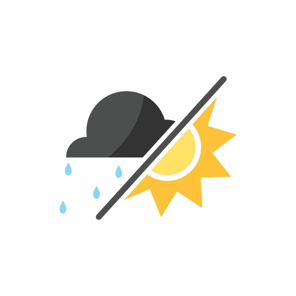 Rain clouds and sunshine icon vector