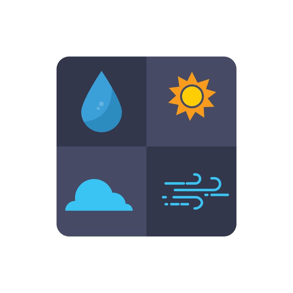 Square weather symbols display various conditions vector