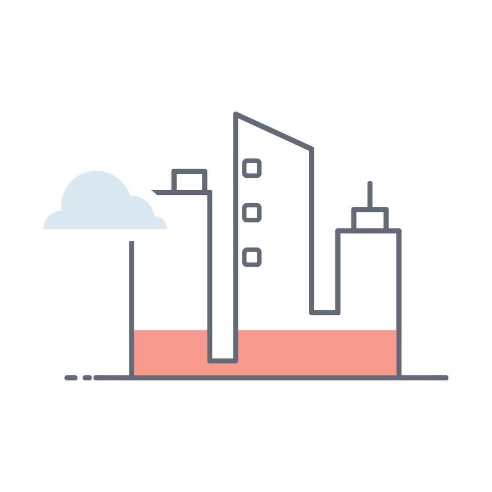 buildings, cloud, and ground vector