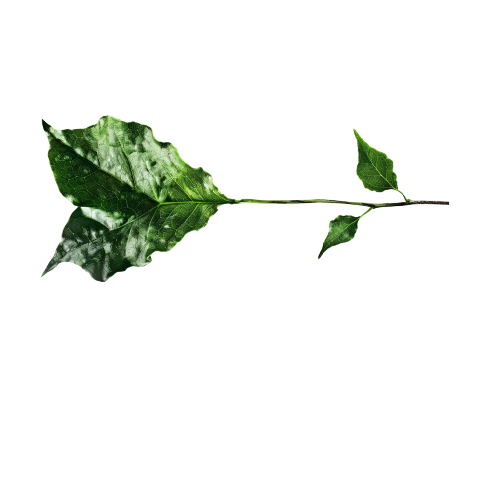 Close-up of a green leaf on a tree branch png